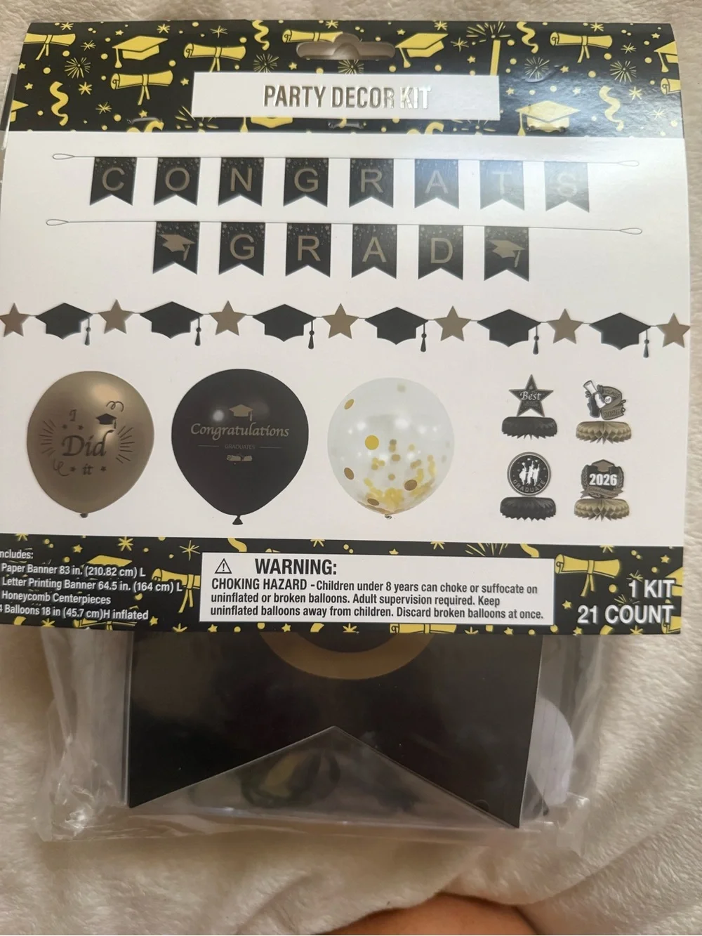 NIP 2026 Graduation Party Centerpiece Decorations Kit 21 Count Black & Gold